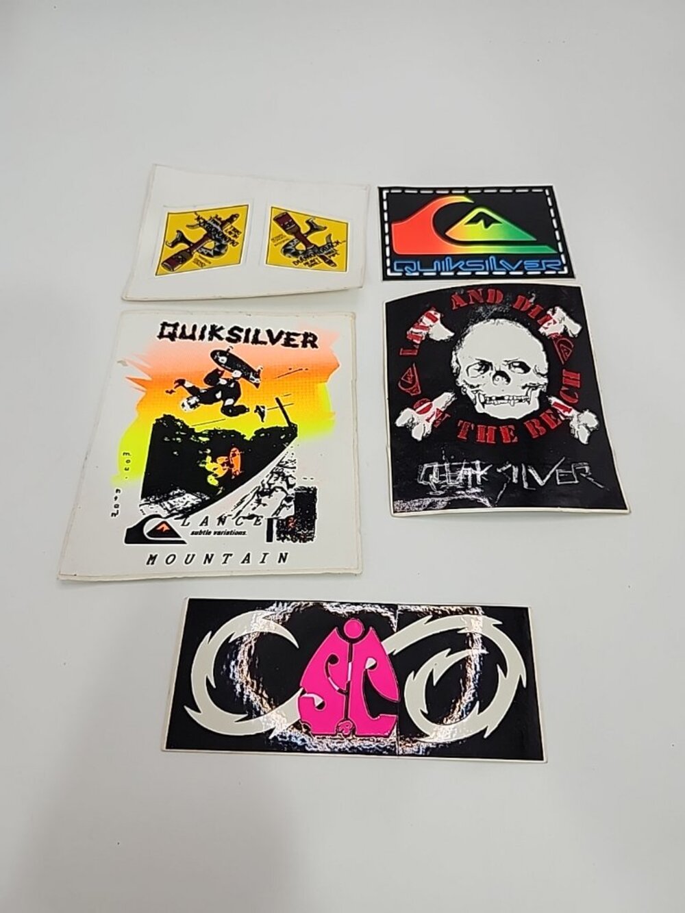 5 Vintage NEON 80’s QUIKSILVER Diamondback Decal Sticker